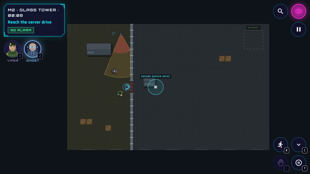 M2 · Glass Tower: Ghost cracks the server door.